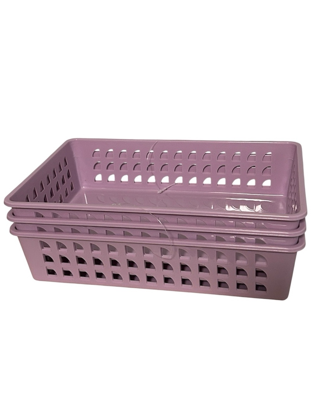 3 Count Storage Plastic Basket Set-Tray in Light Purple-Gift Baskets-Home Accent